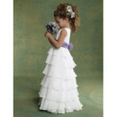Pretty Classic A-Line Floor Length Chiffon Flower Girl/ First Communion Dress