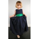 Little Girls Dark Navy Satin Sash Easter Girls Dress/ Flower Girl Dress