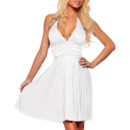 Affordable Chiffon Halter White Graduation Dress/ Pleated Sheath Short Cocktail Dress