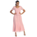 Affordable Classic Short Sleeves Chiffon Long Mother of the Bride/ Groom Dress