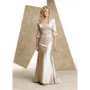 Affordable Mermaid Applique Sweep Train Satin Mother of the Bride/ Groom Dress with Jackets