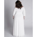 Affordable Empire V-Neck Chiffon Plus Size Wedding Dress with Long Sleeves