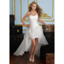 Affordable A-Line Sweetheart Petite Applique Organza High-Low Garden Wedding Dress