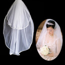 Affordable 2 Layers Tulle Wedding Veil with Ribbon for Bride