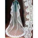 Beautiful 1 Layers Tulle Wedding Veil with Embroidery for Wedding