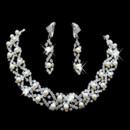 Crystal and Pearl Earring Necklace Set Wedding Bridal Jewelry Collection