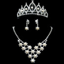 Crystal and Pearl Earring Necklace Tiara Set Wedding Bridal Jewelry Collection