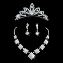 Pretty Crystal Earring Necklace Tiara Set Wedding Bridal Jewelry Collection