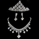 Inexpensive Crystal Earring Necklace Tiara Set Wedding Bridal Jewelry Collection