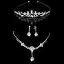 Inexpensive Crystal Earring Necklace Tiara Set Wedding Bridal Jewelry Collection