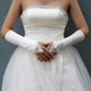 Beautiful Elastic Satin Elbow Hollow-Out Wedding Gloves with Embroidery for Bride