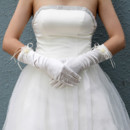 Beautiful Elastic Satin Elbow Wedding Gloves with Flower for Bride
