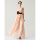 Romantic Tailored One Shoulder Ankle Length Pleated Chiffon Bridesmaid Dress with Belt