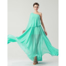 Designer Modern One Shoulder Long Chiffon Prom Party Dress for Women