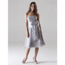 Modern A-Line Strapless Knee Length Chiffon Bridesmaid Dress