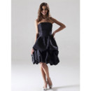 Designer A-Line Strapless Knee Length Taffeta Bridesmaid Dress
