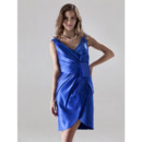 Women's Sheath V-Neck Knee Length Satin Bridesmaid Dress with Jacket