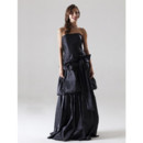 Cheap A-Line Strapless Floor Length Taffeta Bridesmaid Dress