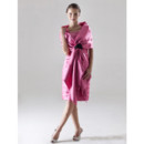 Chic Column Square Knee Length Satin Bridesmaid Dress