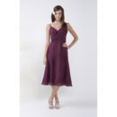 Summer A-Line Sweetheart Tea Length Purple Chiffon Bridesmaid Dress