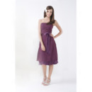 Affordable A-Line Strapless Knee Length Purple Chiffon Bridesmaid Dress