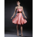 A-Line Spaghetti Straps Knee Length Taffeta Bridesmaid Dress