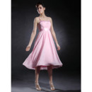 Simple A-Line Spaghetti Straps Short Pink Chiffon Bridesmaid Dress