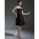 Vintage A-Line Strapless Short Taffeta Bridesmaid Dress for Women