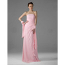 Vintage Chiffon Strapless Floor Length Bridesmaid Dress for Women