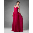 Simple A-Line Straps Floor Length Chiffon Bridesmaid Dress for Women