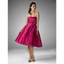 Vintage A-Line Strapless Knee Length Taffeta Bridesmaid Dress