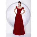 Designer A-Line Square Floor Length Red Chiffon Bridesmaid Dress for Women