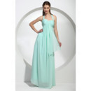 Empire Waist Halter Floor Length Chiffon Bridesmaid Dress for Women