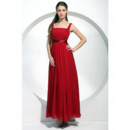 A-Line Square Ankle Length Red Chiffon Bridesmaid Dress for Women