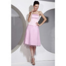 Simple A-Line Strapless Knee Length Satin Bridesmaid Dress for Women