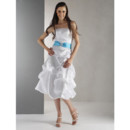 Custom A-Line Strapless Knee Length Taffeta Bridesmaid Dress for Maid of Honour