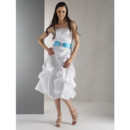 Custom A-Line Strapless Knee Length Taffeta Bridesmaid Dress for Maid of Honour