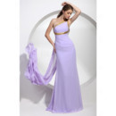 Elegant One Shoulder Floor Length Chiffon Prom Evening Dress for Women
