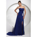 Women's Designer A-Line Sweetheart Court Train Blue Prom Evening Dress