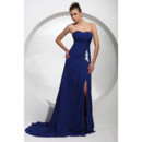 Women's Designer A-Line Sweetheart Court Train Blue Prom Evening Dress