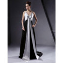 Retro A-Line V-Neck Court Train Prom Evening Dress for Women