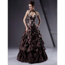 Chic Modern Ball Gown Halter Floor Length Taffeta Prom Evening Dress for Women