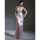 Sexy Modern Sheath Spaghetti Straps Satin Prom Evening Dress for Women