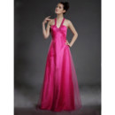 Vintage A-Line V-Neck Floor Length Prom Evening Dress for Women