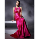 Modern A-Line Floor Length Satin Prom Evening Dress for Women