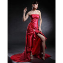 Modern Sheath Strapless Asymmetric Taffeta Prom Evening Dress for Women
