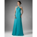 Modern Floor Length Empire Halter Chiffon Prom Evening Dress for Women