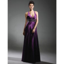 Designer Sexy A-Line Halter Elastic Purple Satin Prom Evening Dress