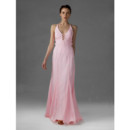 Affordable Chiffon V-Neck A-Line Floor Length Prom Evening Dress
