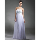 Empire Waist Strapless Floor Length Chiffon Prom Evening Dress for Women